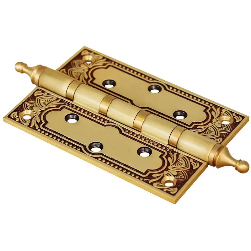 

Top Luxury 3PCS 5'' Solid Brass Heavy Door Hinges 4mm Thicken Crown Head Villa Home Decorative Hinge Bearing Silent Door Hinges
