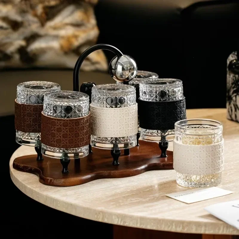 Vine Patterned Glass Cup Set for Home Use with A Sense of Design Serving Guests in The Living Room and Drinking Water