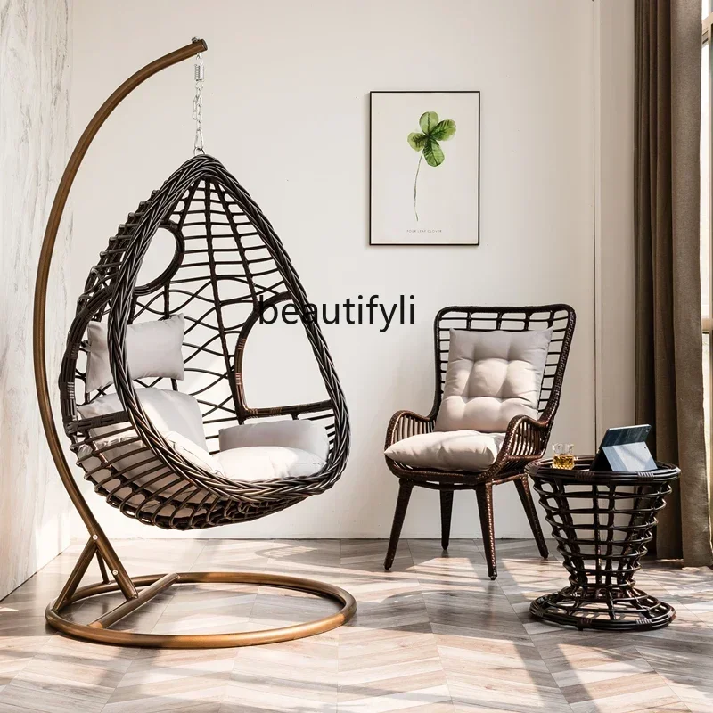 

smt03 New Arrivals Hanging Basket Rattan Chair Indoor Adult Single European Style Balcony Swing Cradle Chair Home Chlorophytum C