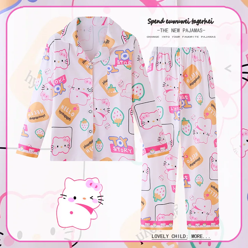 

Spring And Autumn Girls' And Boys' Pajamas Long Sleeve Cartoon Cardigan Home Furnishing Boys' Pajamas Set Girls' Pants