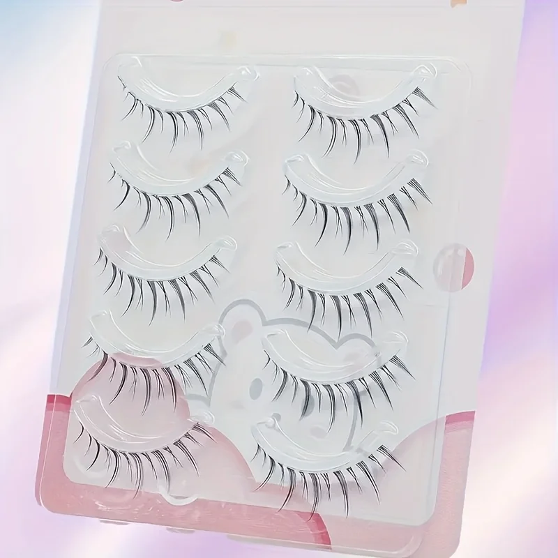 5 Pairs of Anime Cosplay False Eyelashes for Beginners Ideal as Valentine's Day or Mother's Day Gifts, Travel & Wedding Eye Makeup