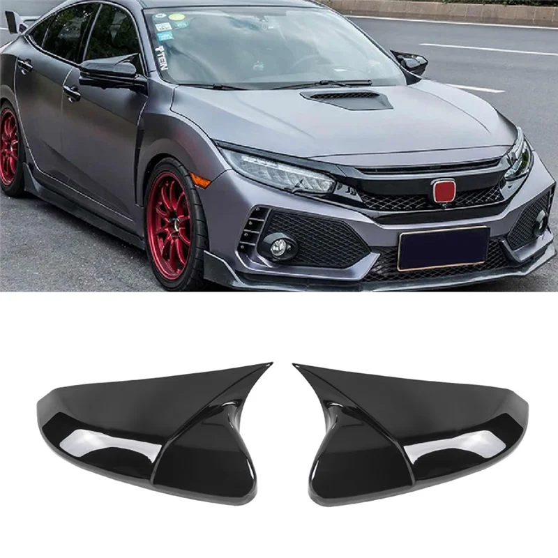 

Rear View Side Mirror Cover Rearview Caps For Honda Civic 10Th 2016 2017 2018 2019 2020 Accessories, 2PCS Black