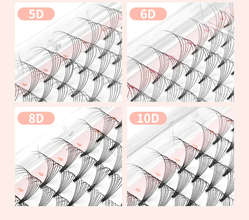 NATUHANA 3D 4D 5D 6D 8D 10D Falsche Wimpern mit kurzem Stiel, vorgefertigte russische Volumenfächer, Cilios-Wimpernverlängerungen für Make-up – Detail 13