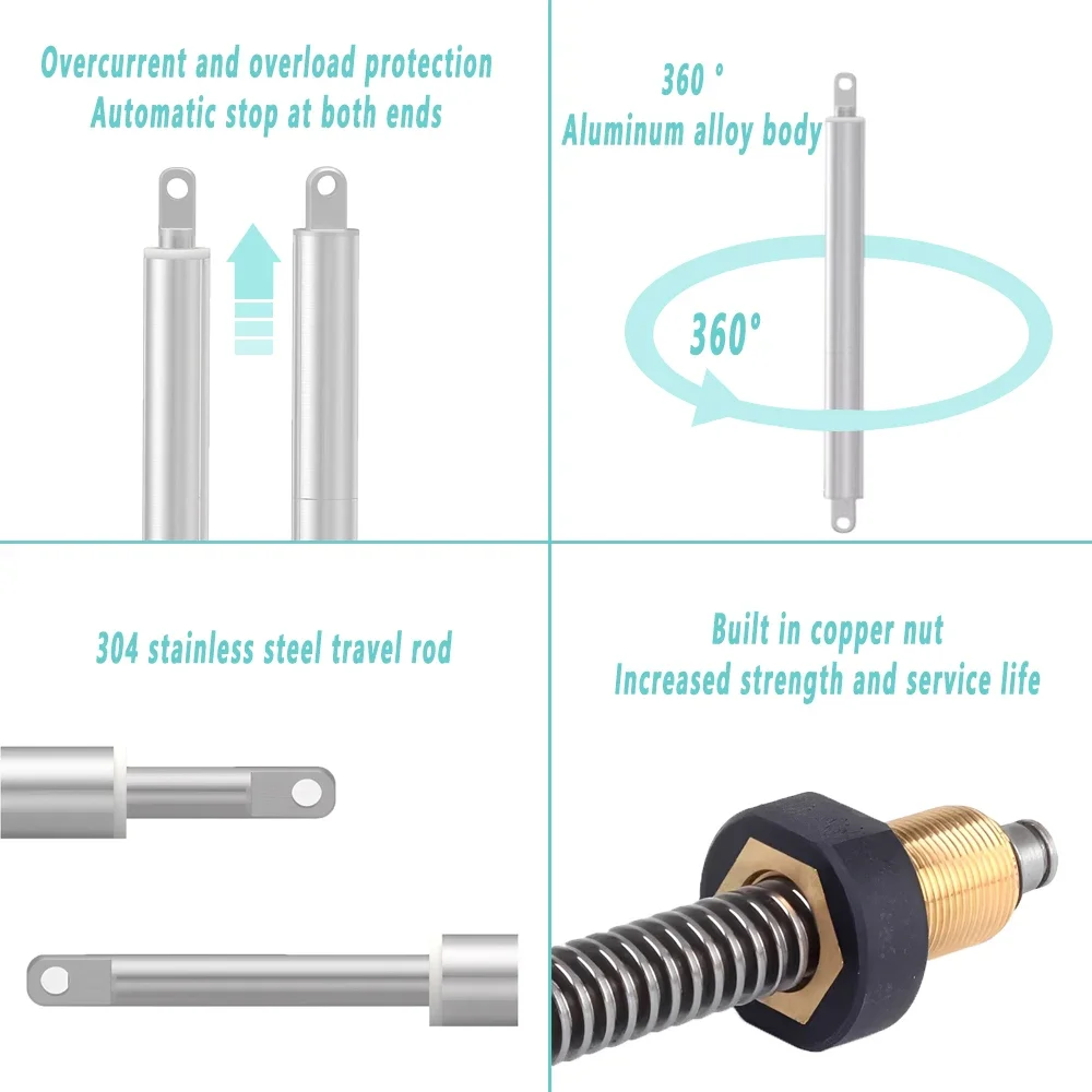 32mm Pen Type High Thrust Linear Actuator with Protection Module Metal Electric Push Rod Max Load 110Kg 10-900mm For Smart Home