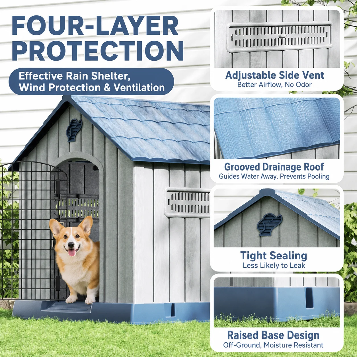 Outdoor Cat House for Stray Cats, All Season Waterproof Enclosed Pet Shelter, Warm Winter Cold Proof Cat Bed for Outdoor Use
