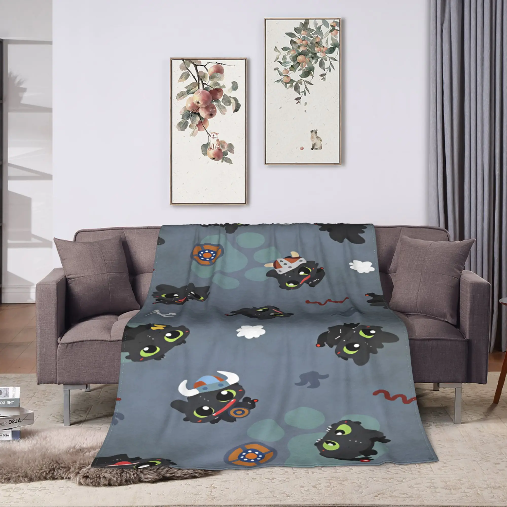 H-How To TT-rain Your Dragon Warm Blanket  Airplane Travel Plush Throw Blanket Couch Chair Flannel Bedspread Sofa Bed Cover