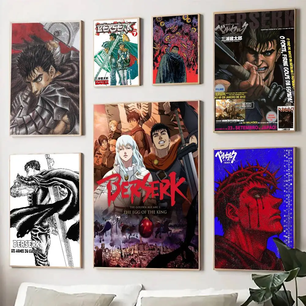 Berserk Guts Anime Posters Living Room Bar Cafe Quality Canvas Vintage Style Comics Painting Art Home Wall Decor Picture