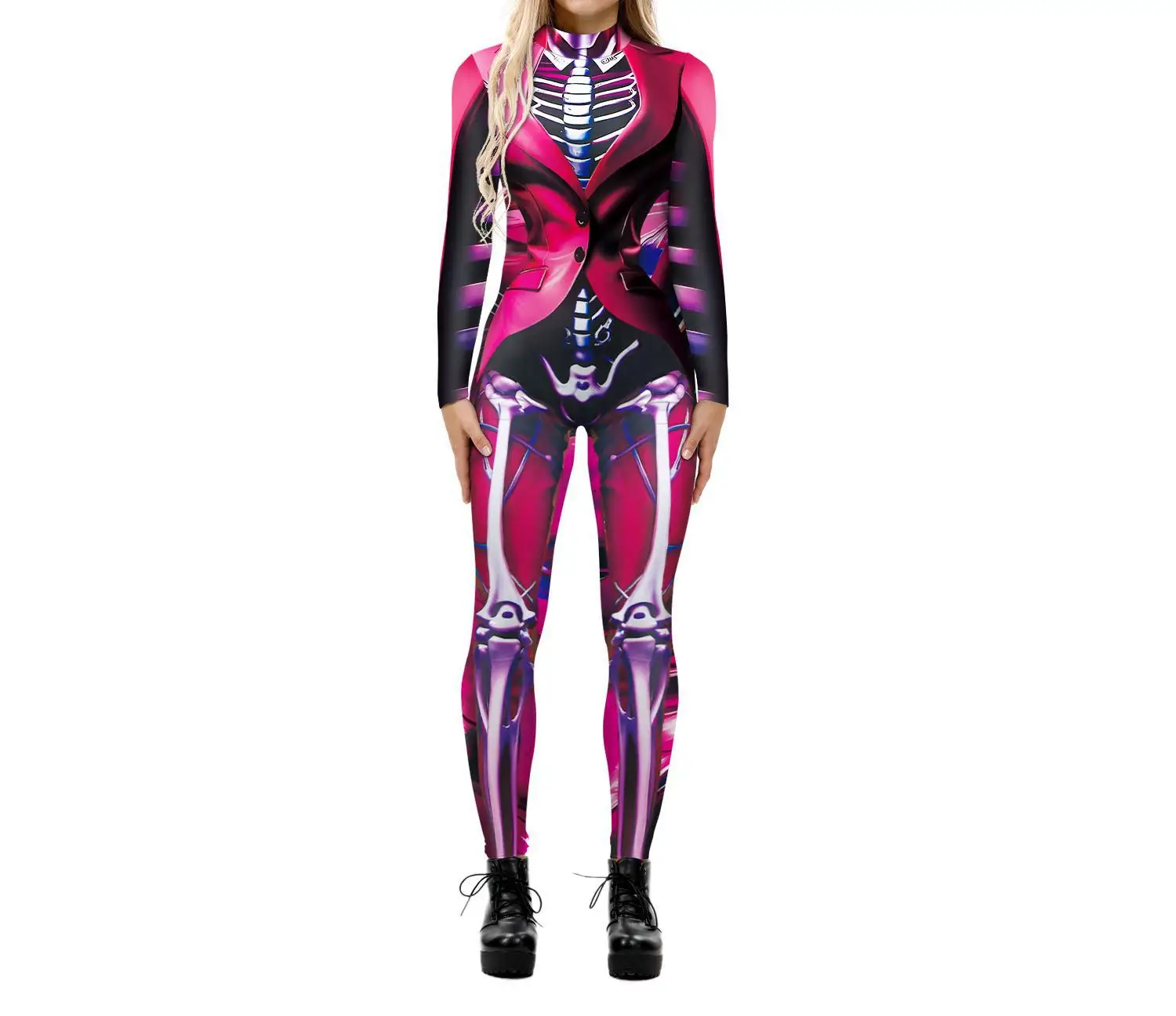 

Unisex Cyber Punk 3D Digital Printing Halloween Party Role Play Outfit Women Men Cosplay Costume Carnival Jumpsuit