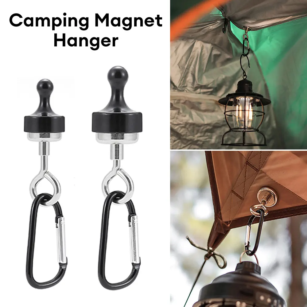 Magnetic Hooks for Canopy Magnet Clip Hanger with Carabiner for Camping Heavy Duty Earth Magnets Tents Swivel Snap