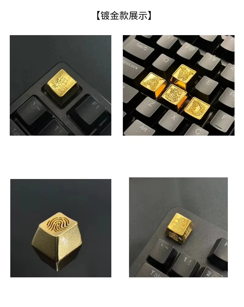Pure Silver Keyboard Keycap Custom PVD Personalize Mechanical Keyboard Cap Mirror Surface Original Design Artisan Point Key Caps