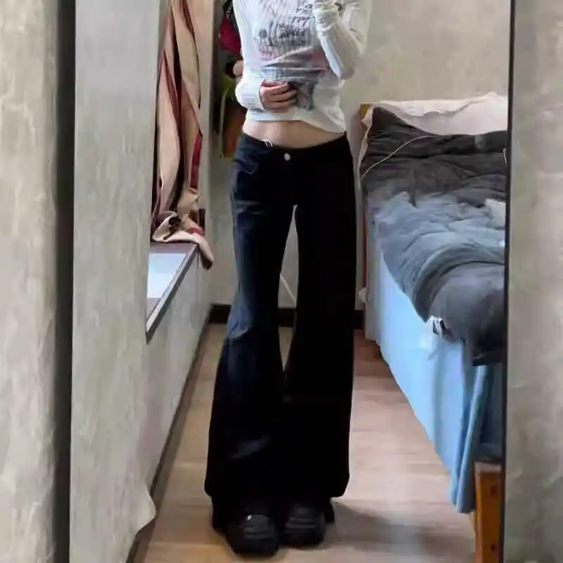 Bla taille basse cloche Bot jean femmes initiale automne nouveau américain épicé ample minceur jambe large droite pantalons longs