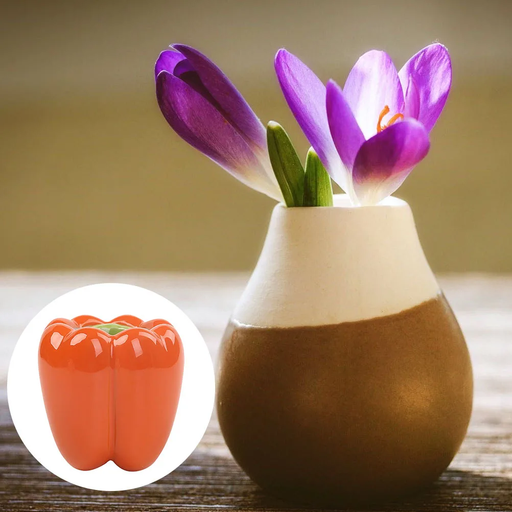 

1Pcs Pepper Shaped Vase Ceramic Pottery Plant Jar for Desktop Flower Arrangement Rural Style Home Garden Succulent Storage