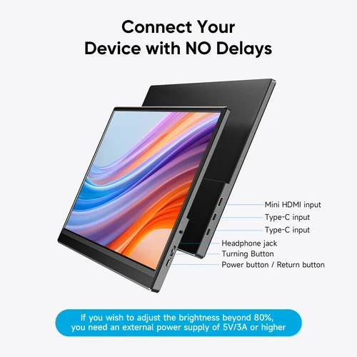 Imagen 2 del producto Extensor de pantalla externo de 15,6 pulgadas para teléfonos portátiles, interruptor de juego, monitores portátiles Plug & Play para Macbook, segundo Monitor cromado