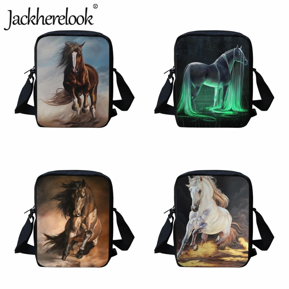 Jackherelook 3D Animal Horse Children's Crossbody Bags Daily Travel Shoulder Bag Boys Girls Schoolbags School Kids Trend Bookbag