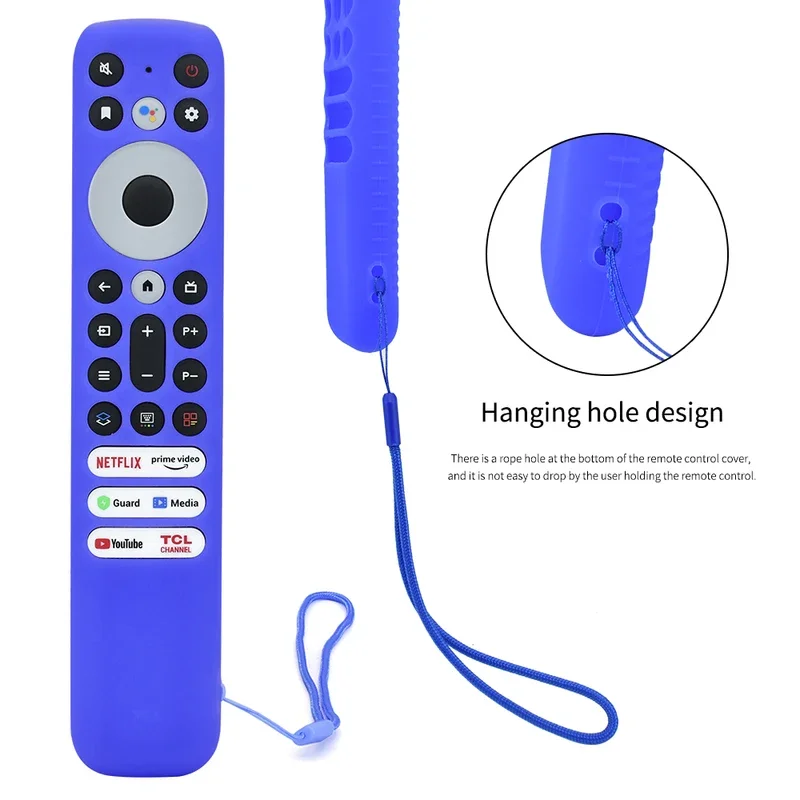Silicone Remote Control Cover Case with Lanyard Anti Slip Television Remote Cover All Inclusive for TCL RC902V FMR1 Voice Remote image 3