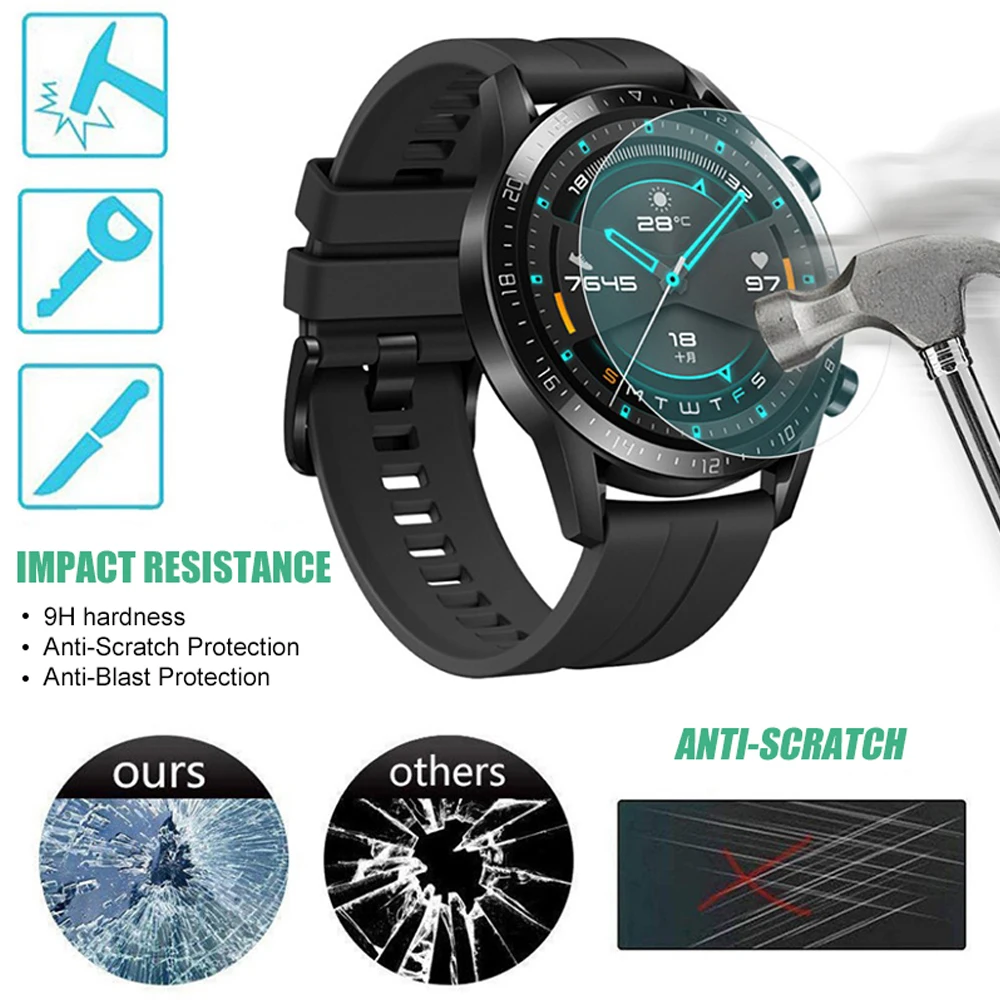 2Pack Tempered Glass Screen Protectors For Huawei Watch GT 2 GT2e 46mm Explosion Proof Anti Scratch Smartwatch Protective Glass