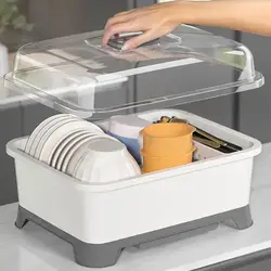 Dish Drying Rack with Lid Kitchen Plate Cup Tray Nursing Bottle Holder Bottle Drying Storage Box Plate Organizer Holder Cutlery