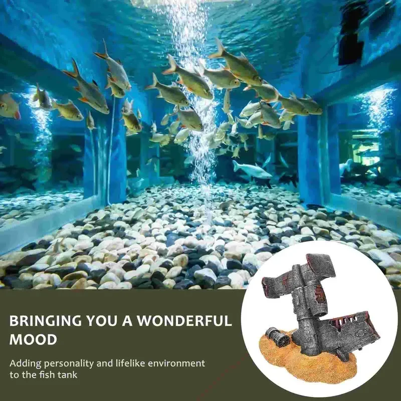 Amusing Aquarium Decoration Aircraft Bomber Wreckage Cave Ornaments Fish Tank Landscaping Fish Pet House Background Accessories