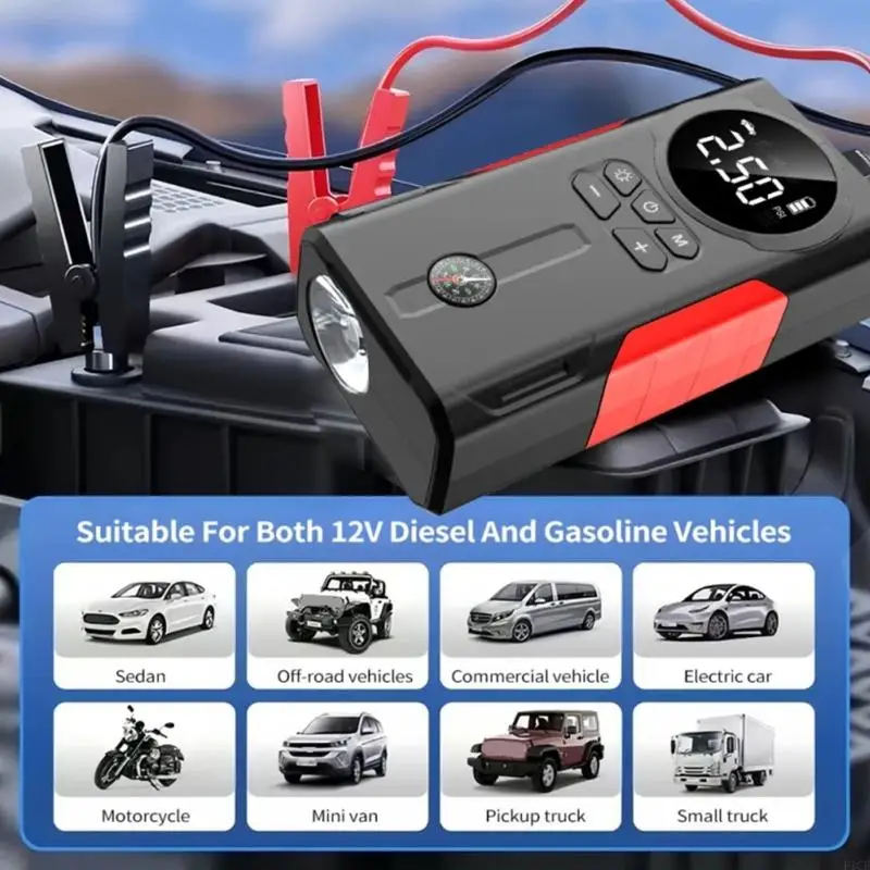 2026 New 12V Two Function Air Compressor And Vehicle Battery Starter With Pressure