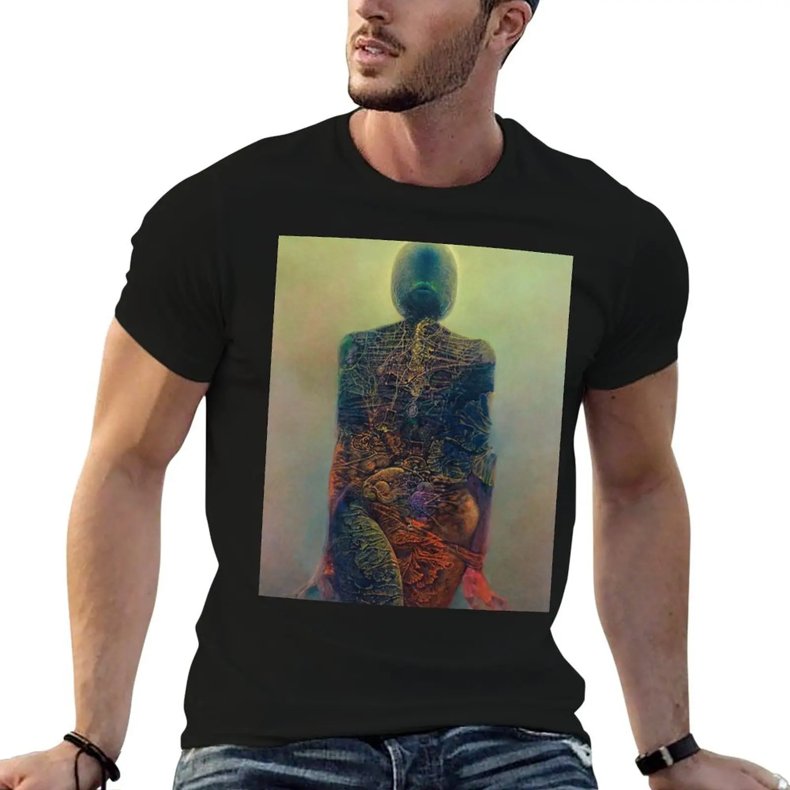 

zdzislaw beksinski T-Shirt man t shirts cotton anime t shirts for man black cotton t-shirt plain for man package T-Shirt