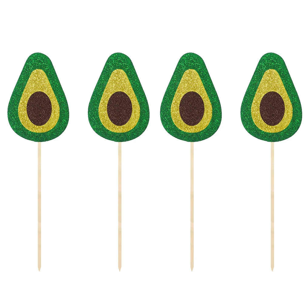

12pcs Avocado Topper Set Green Fruit Picks 10Cm Bamboo Sticks For Cake Decoration Party Cupcake Decor Fruits Cake Topper