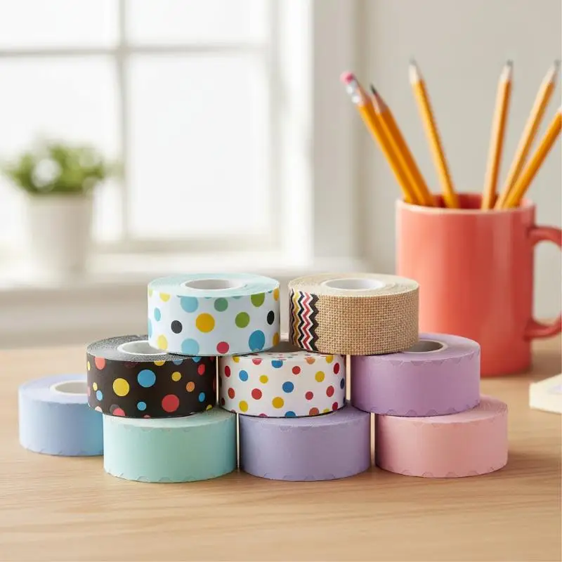 Self Adhesive Bulletin Board Border Trim Sticker 10M 26 Colors DIY Classroom Wall Decoration for Learning Space
