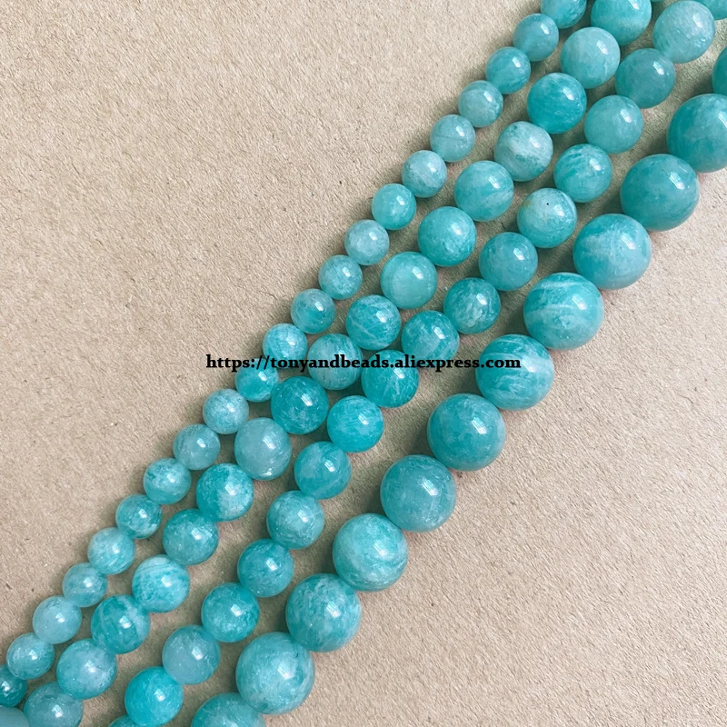 Genuine Semi-precious Natural AAAAA Top Quality Brazil Clear Amazonite Stone Round Loose Beads 6 8 10mm For Jewelry Making DIY