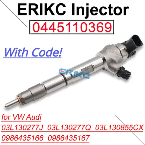 보쉬 VW 아우디 2,0 TDI 03L130277J 03L130277Q 용 디젤 연료 인젝터, 0 445 110 369 커먼레일 인젝터, 깍지 0445110369