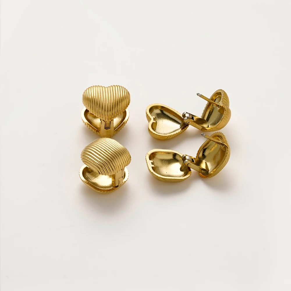 

ENFASHION Aretes De Mujer Double Heart Whorl Stud Earrings For Women's Stainless Steel 18K Plated Gold Decliate Jewelry E251808