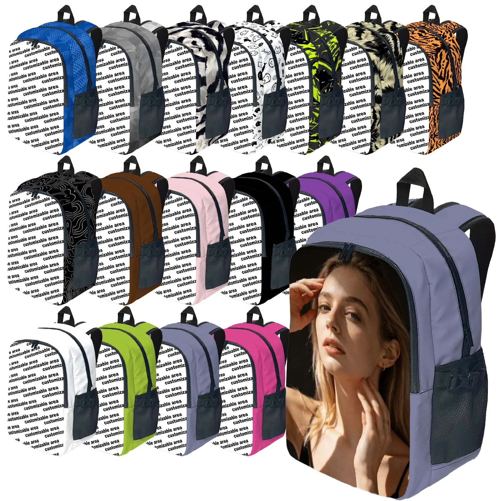 1pc Customizable Multi-Color Double Shoulder Bag with Multiple Compartments Laptop Bag Zipper Closure Commemorative Gift Item