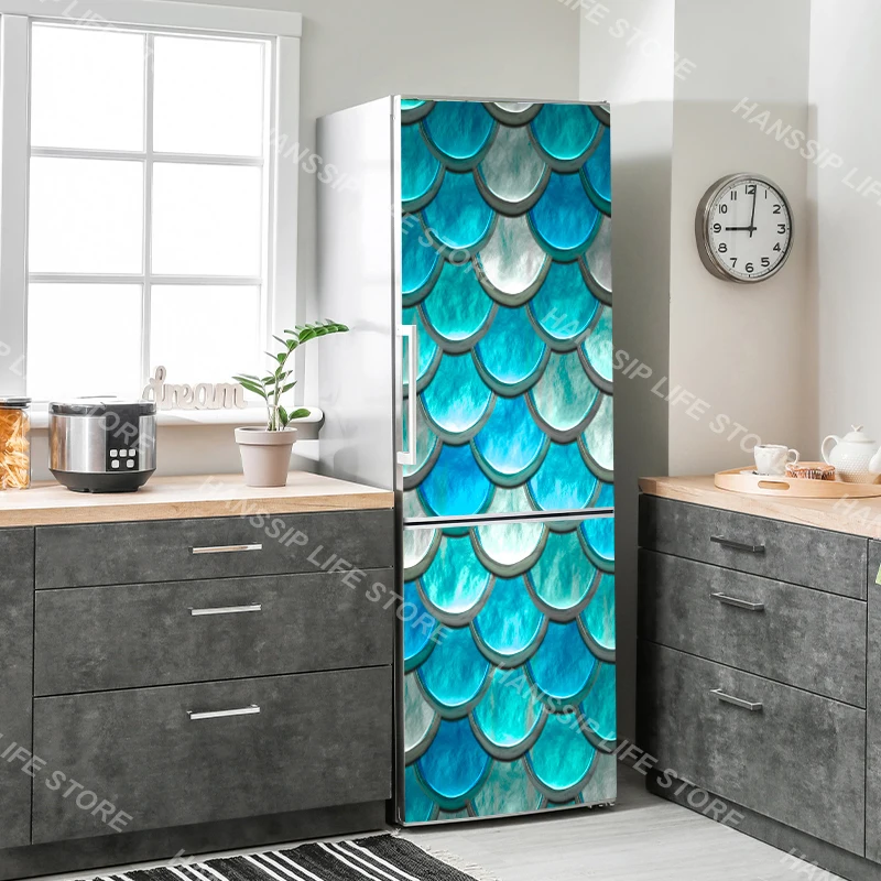 Romantic Flowers Refrigerator Sticker Plain Wallpaper Removabke Kitchen Cabinet Fridge Door Wrapping Cover Decals Floral Poster