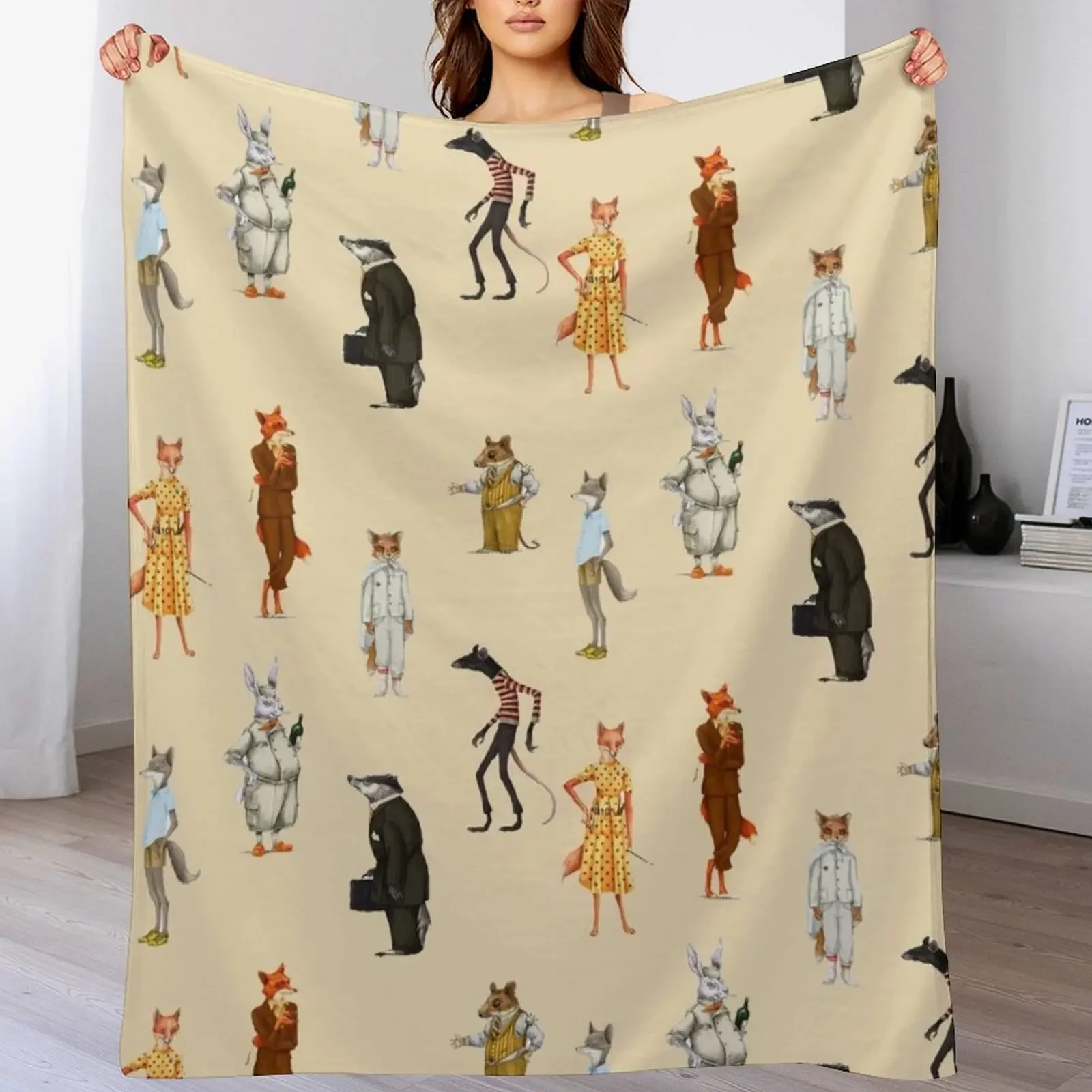 

Fantastic Mr. fox and Mrs. Fox Family Sticker pack Throw Blanket Plush Summer Beddings manga Decoratives Blankets