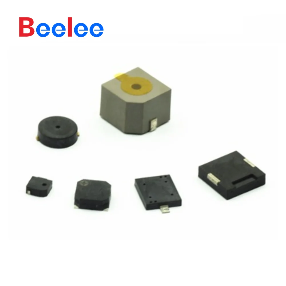 50 PZ Beelee 80db SMD Monami 7.5*7.5mm Piezo Attivo Buzzer Evidenziatore Plastica Pastello 601 Con Nero Nero Mercato Montaggio Superficie