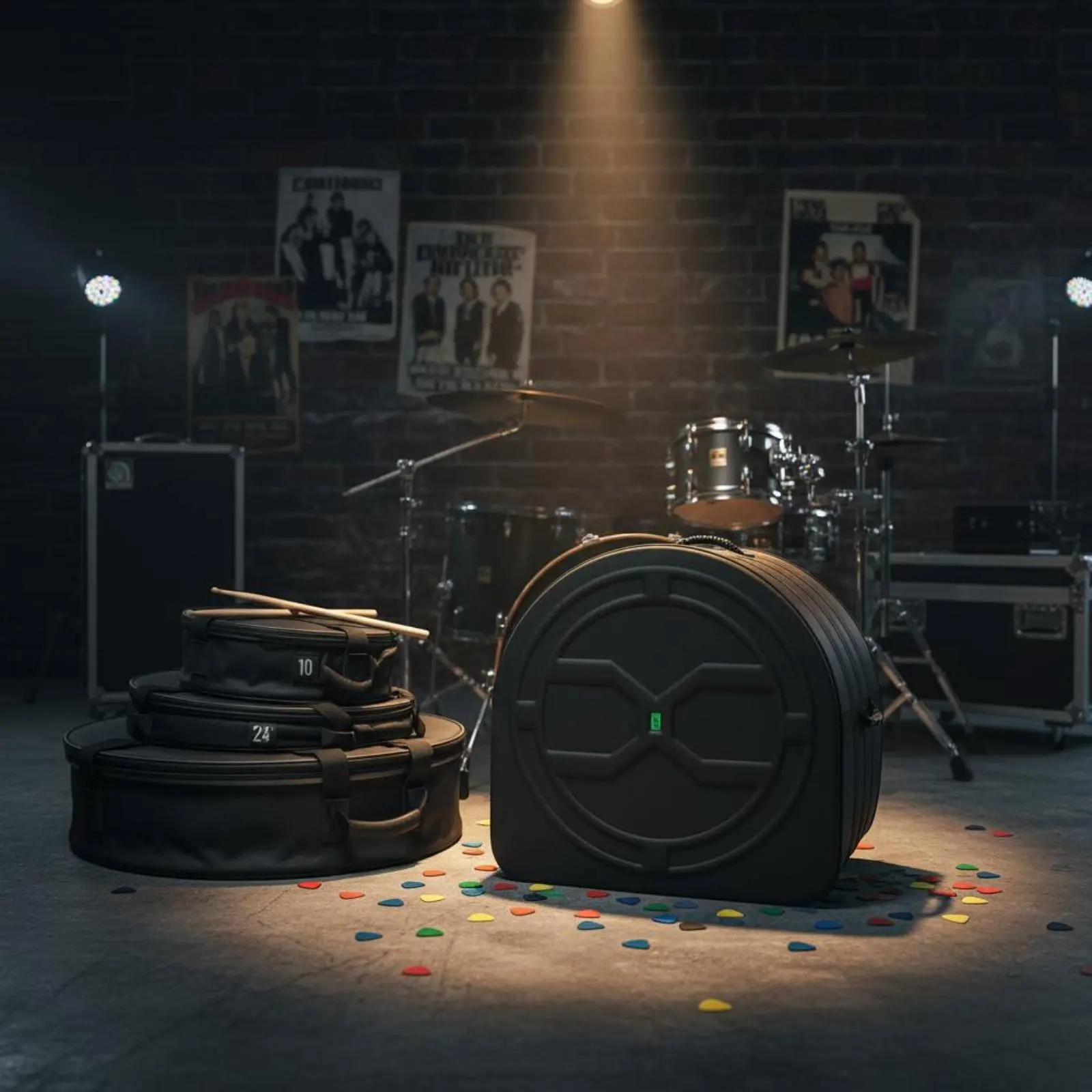 Padded Drum Case Set Portable Bass Drum Case Music Gear Long-Lasting Easy to Carry for Travel, Stage