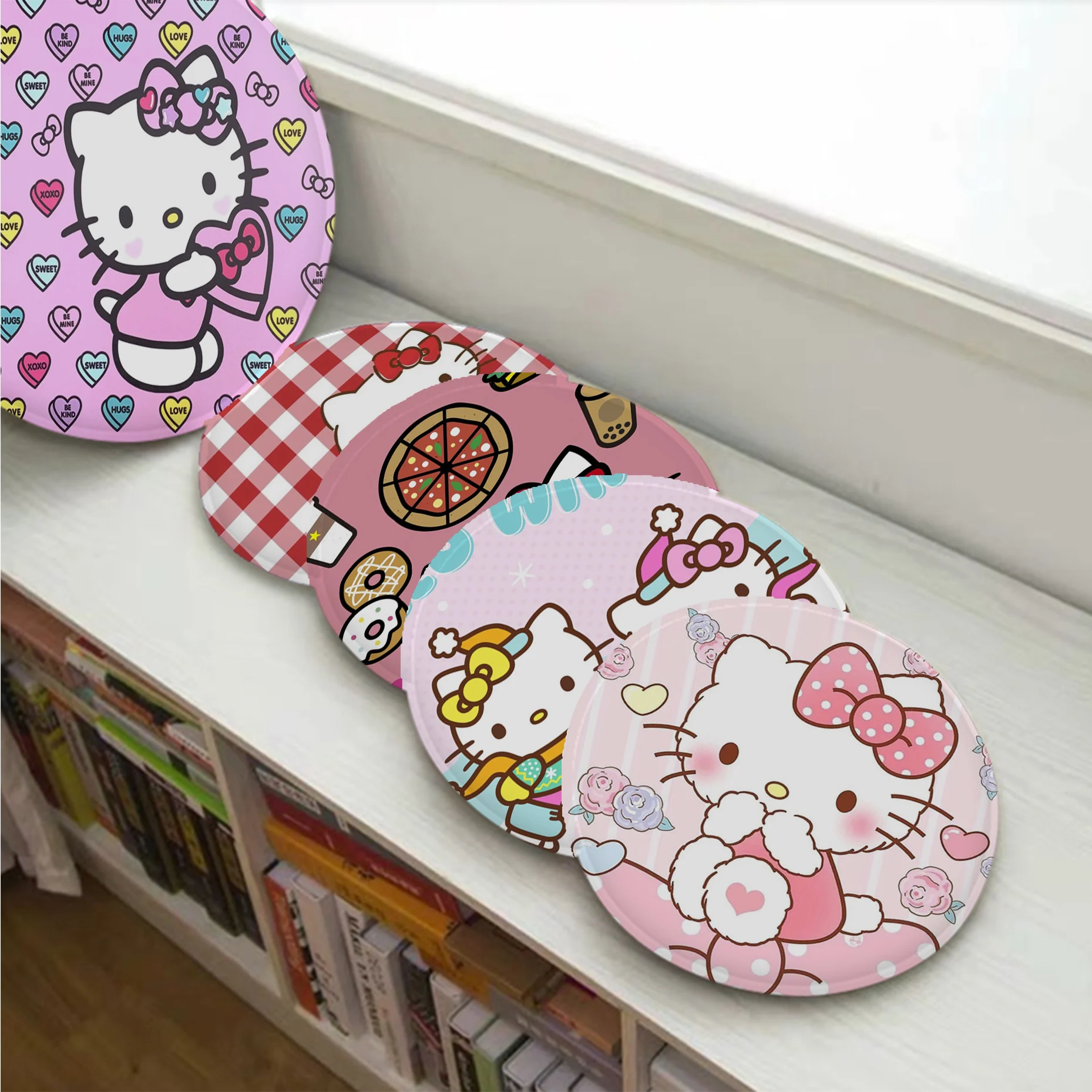 

Kawai H-Hello Cat K-Kitty Cushion Mat Square Seat Cushion Office Dining Stool Pad Sponge Sofa Mat Non-Slip Seat Mat