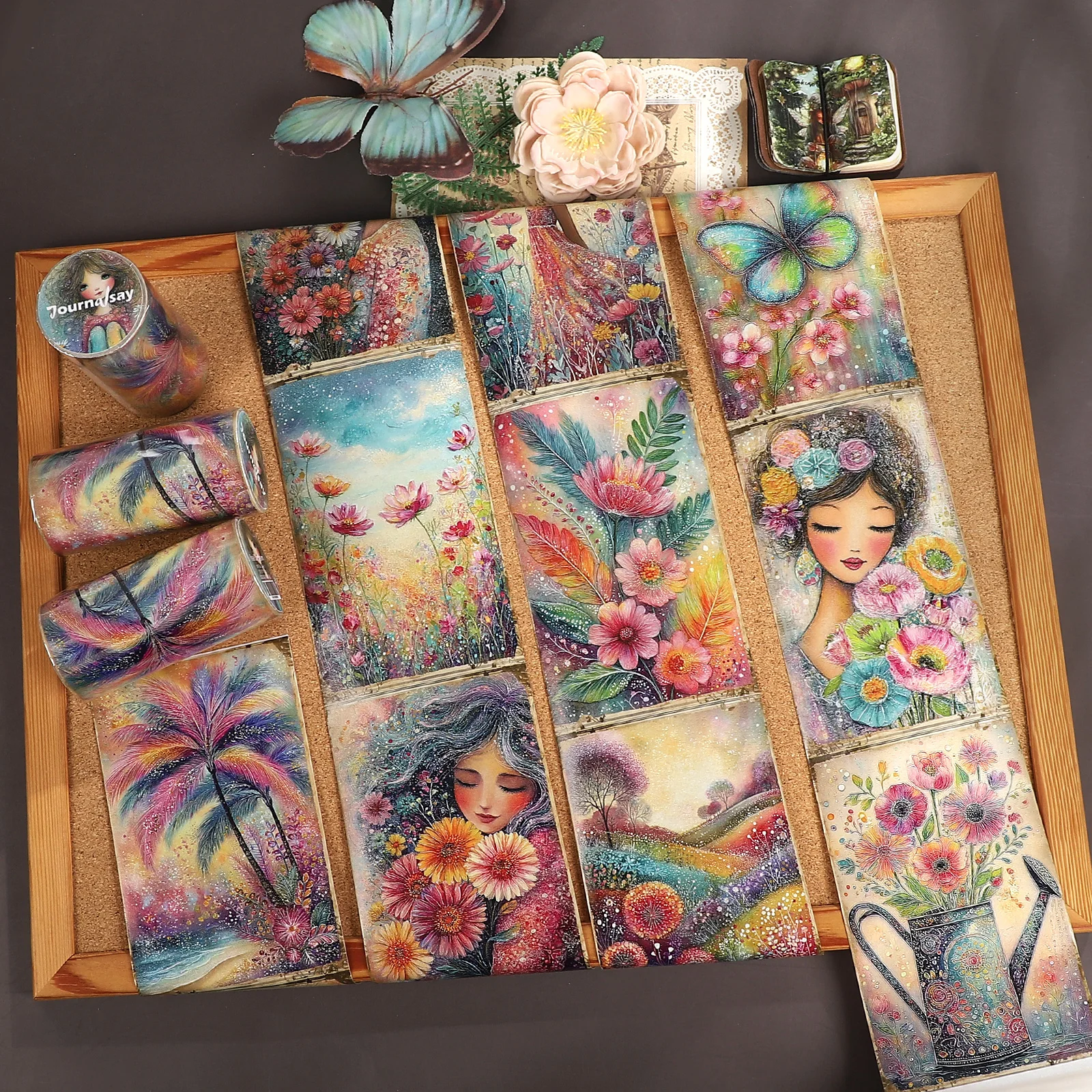 80mm*205cm Vintage Dream Flower Character Landscape Washi Tape Creative DIY Journal Material Collage Scrapbooking Stationery