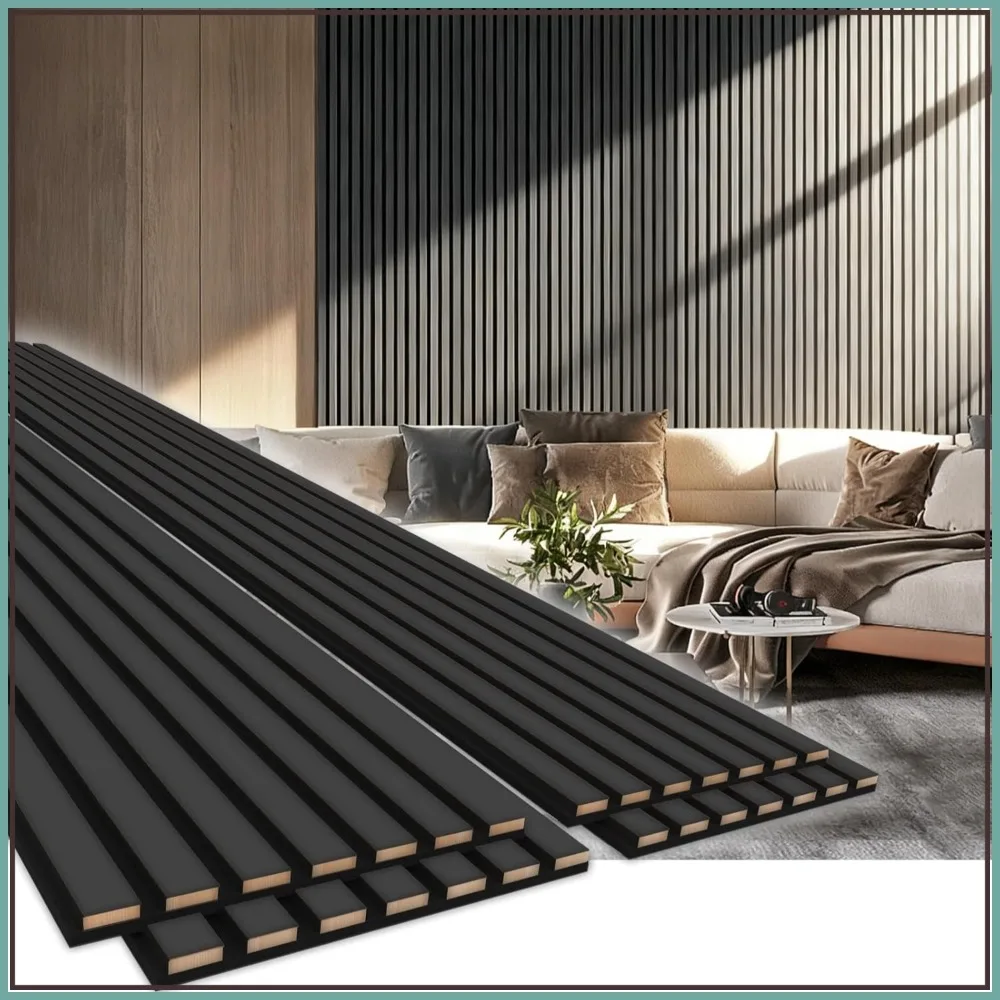

94.5" x 11" Acoustic Wood Slat Panels for Wall, Soundproof 3D Wall Panels for Home Office Decor, Pack of 4