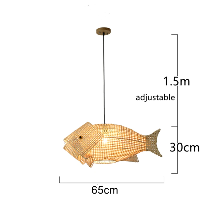 Carp Lantern New Chinese Restaurant Chandelier Coffee Shop  Creative Fish Japanese Sushi Southeast Asia bamboo Pendant Light