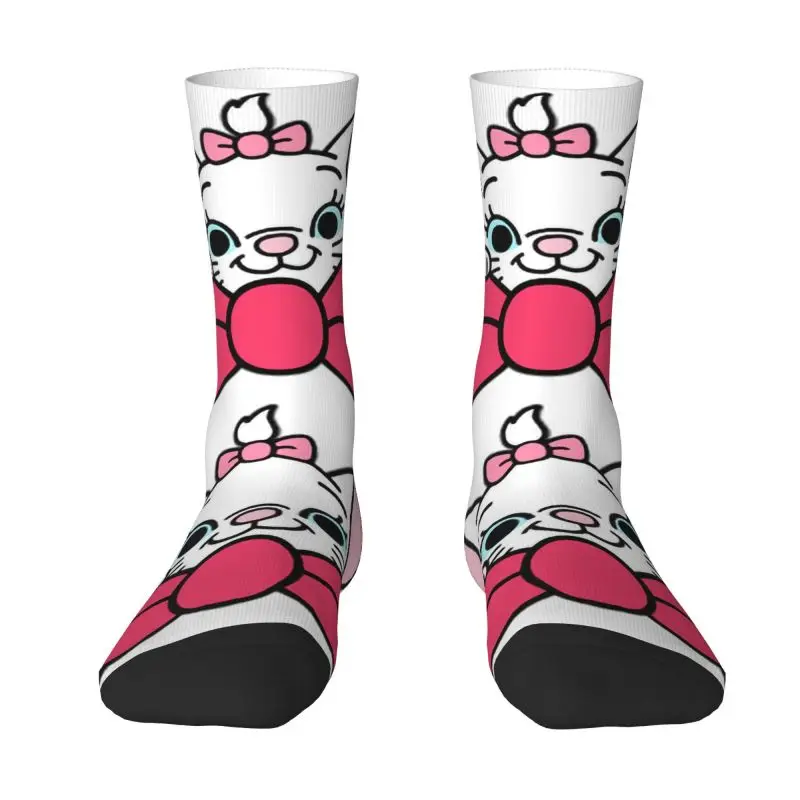 

Fun Mens Cartoon Aristocats Animation Marie Cat Dress Socks Unisex Breathbale Warm 3D Printed Crew Socks