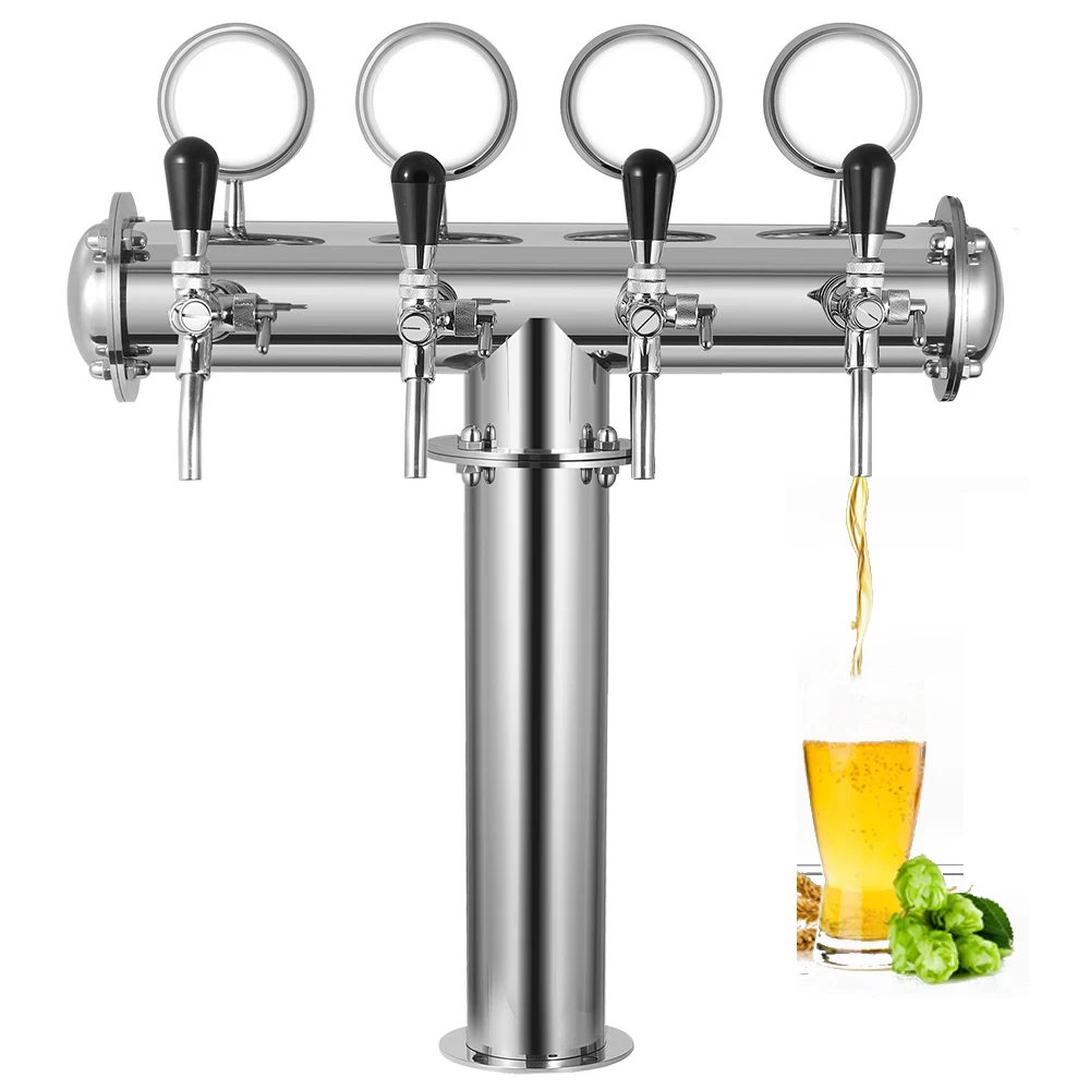 T Shape Beer Tower & 4pcs Beer Tap & 4Pcs Beer Tower Light Label Beer Dispenser Tools For Bar