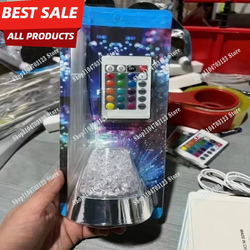 

Wedding party holiday lamp holder LED RGB color-changing ribbon transparent crystal fiber optic lamp tapered base