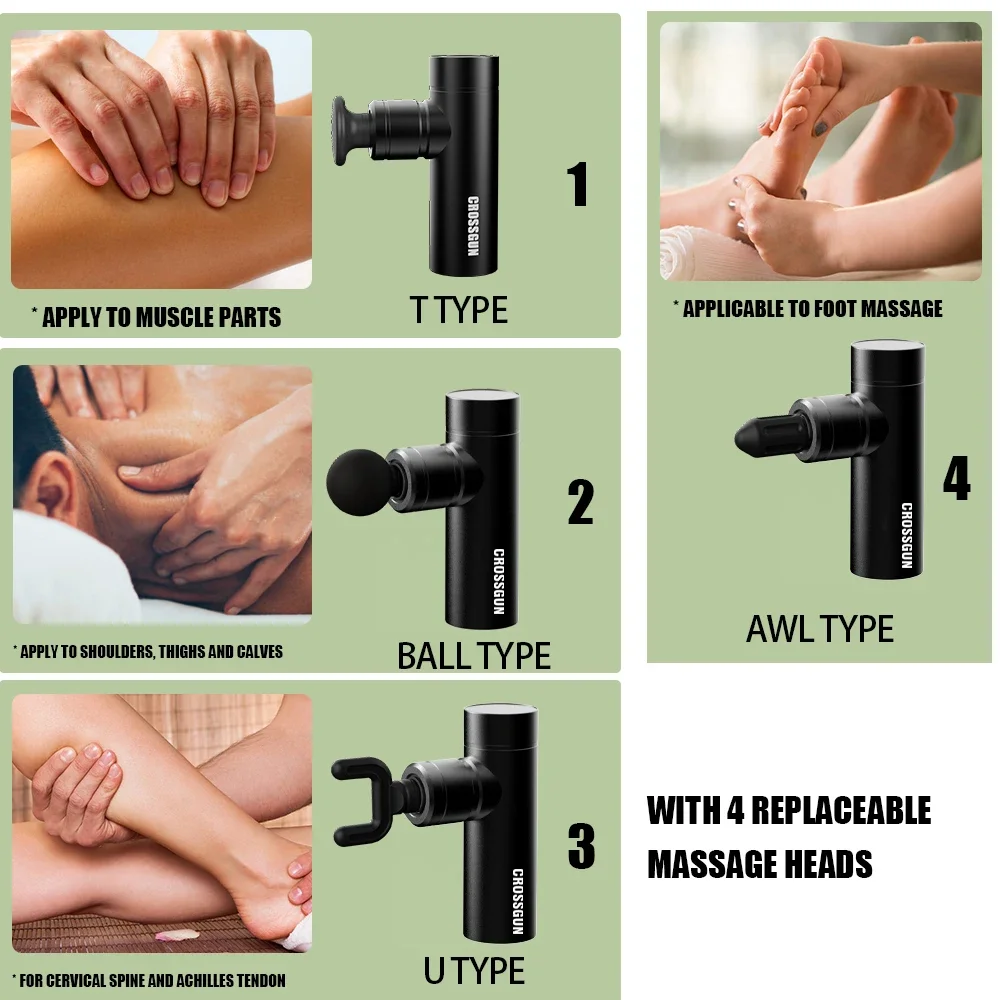 CROSSGUN Mini X Massage Gun Percussion Back and Neck Massager Electric Vibrators Portable Fitness Mini Body Massage Machine