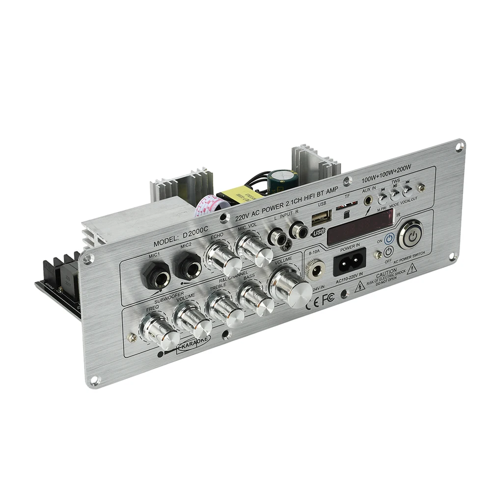 DC 24V/AC110-20V D2000 Bluetooth-Soundverstärkerplatine 2.1-Kanal 100W+100W+200W Hochleistungs-Ausgangsverstärker für Lautsprecher – Detail 11