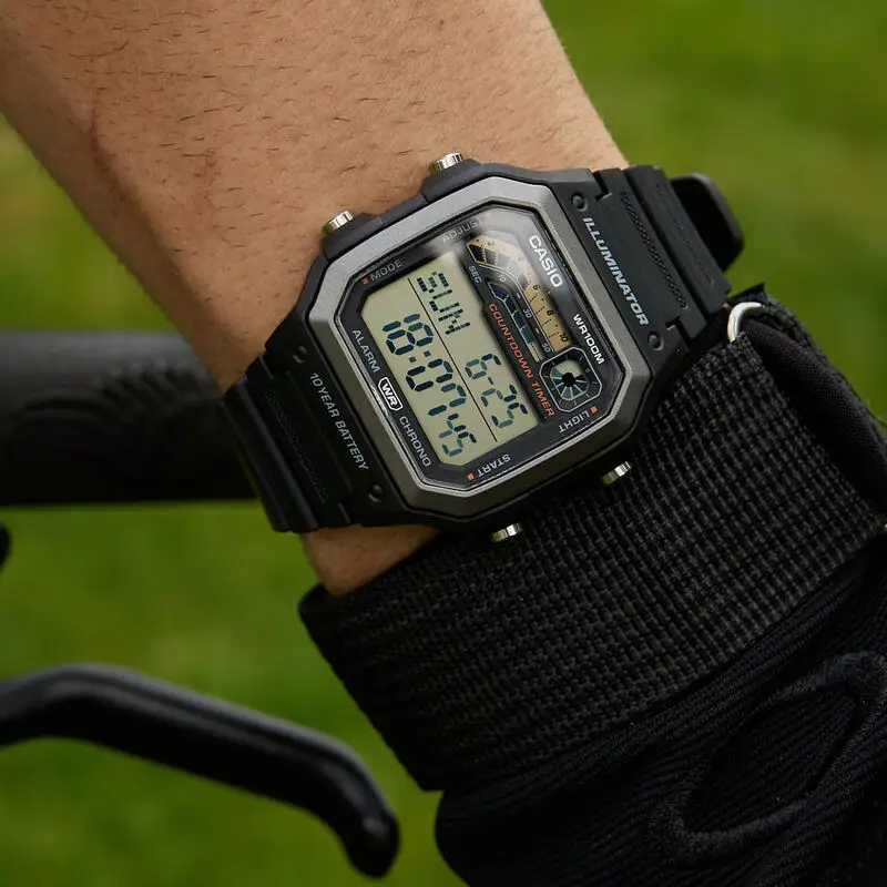 ساعة كاسيو أصلية للرجال مقاومة للماء في الهواء الطلق ساعة كوارتز كهربائية متعددة الوظائف رياضية للطلاب شاشة رقمية للرجال