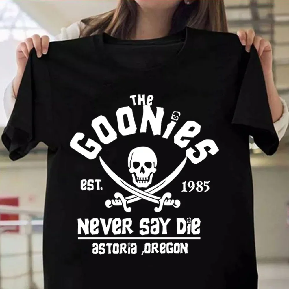 Cool Skull The Goonies Est.1995 Never Say Die Astoria Oregon Print T-shirts For Women Summer Fashion Casual Short Sleeve Round