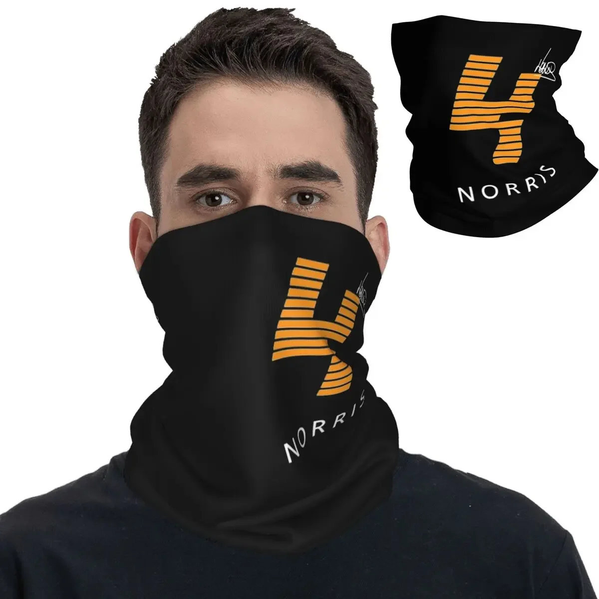 Lando Norris 4 Logo Bandana Neck Cover Printed Auto Racing Balaclavas Face Scarf Headwear Unisex Adult Breathable