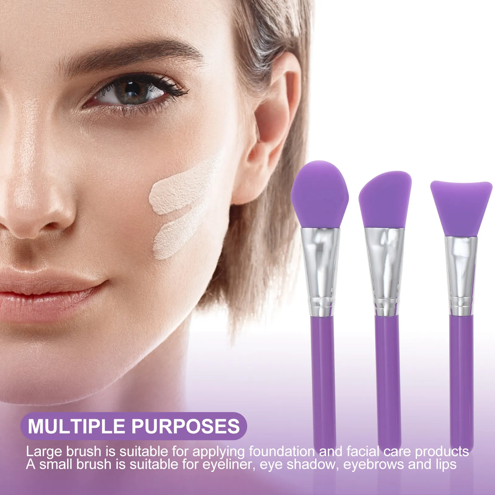 6-teiliges Pinsel-Set, Silikon-Flüssigkeitsapplikator für Foundation, Eyeliner, Lippen-Make-up, hautfreundlich, leicht zu reinigen, Schönheit