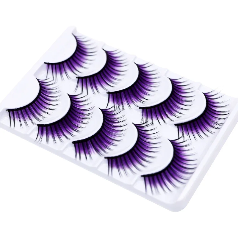 10PCS Colorful Fake eyelashes  Makeup Products Blue Red Pink False Eyelashes Thick Fake Eyelash Extension Faux Cils Makeup