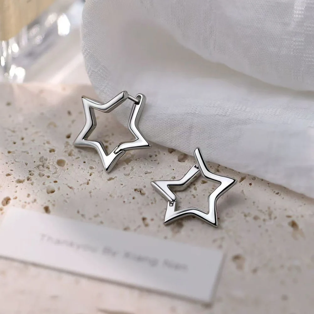 

Настоящее серебро 925, серьги-гвоздики со звездами для женщин, вечерние классические ювелирные изделия, легкие роскошные минималистичные геометрические аксессуары