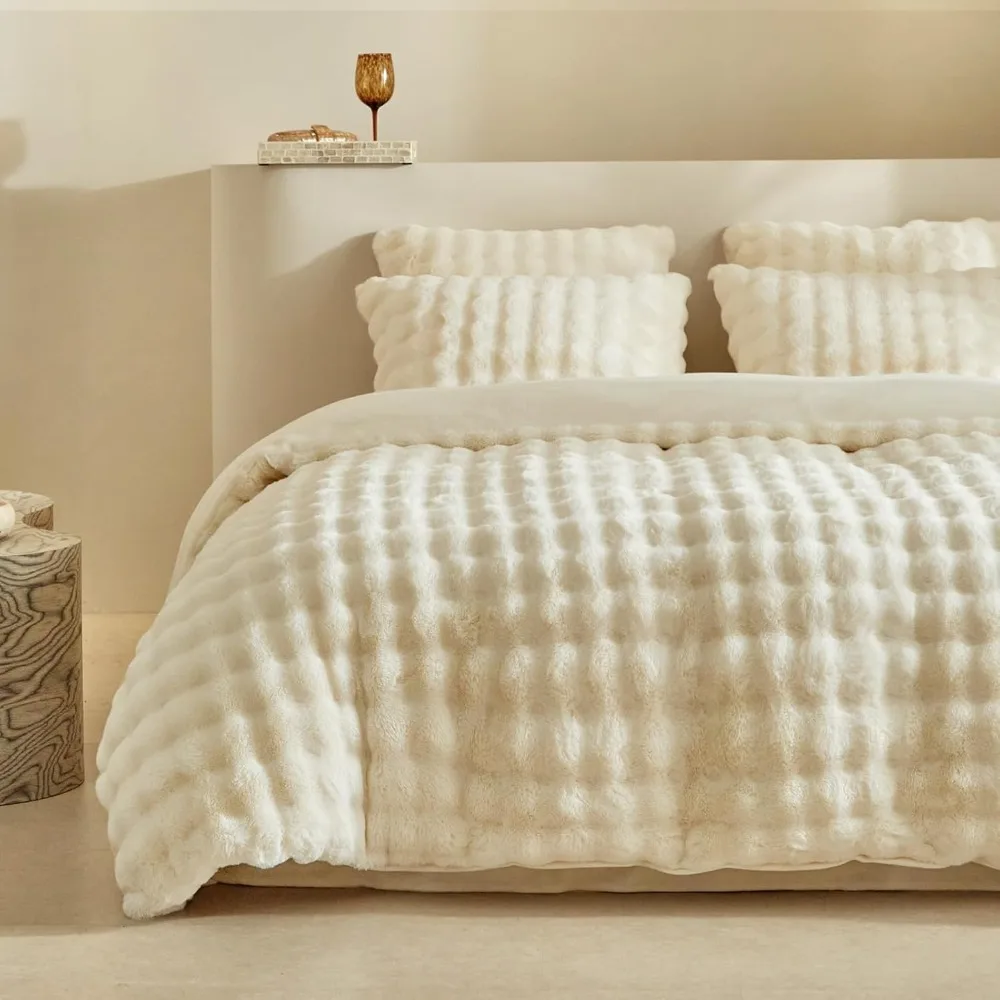 

Ультрамягкий двусторонний комплект пушистого флисового пододеяльника размера Queen, тяжелое теплое постельное белье на зиму